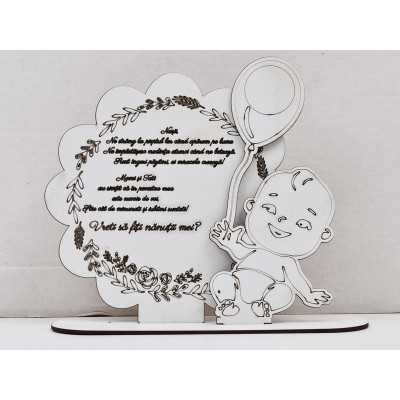 L971 -Decupaj MDF "Vreti sa fiti nanutii mei" 19x21 cm  -1 bucata