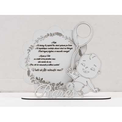 L975 -Decupaj MDF cu nume "Vreti sa fiti nanutii mei" 19x21 cm  -1 buc