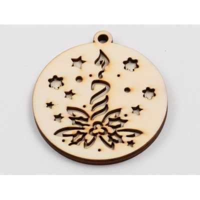 L976 -Glob lemn dublu "Candle" 9x8 cm  -1 bucata