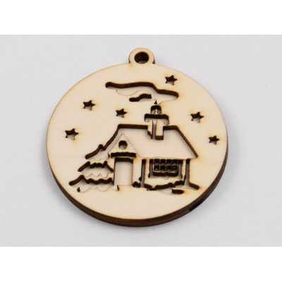 L977 -Glob lemn dublu "House" 9x8 cm  -1 bucata