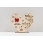 L981 -Decoratiune lemn "Inima cu suport si fundita rosie" 15x13 cm  -1 bucata