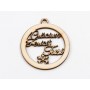 L981 -Decoratiune lemn "Inima cu suport si fundita rosie" 15x13 cm  -1 bucata