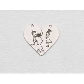 E1909 G Link Ag 925 Puzzle indragostiti, 15x16mm, 0.5mm - 1 buc