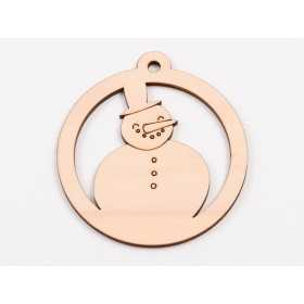 L1034-Glob din lemn "Snowman"  - 9x8 cm