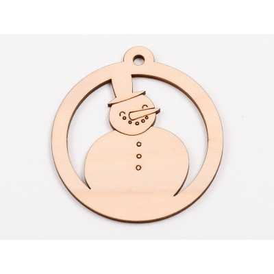 L1034-Glob din lemn "Snowman"  - 9x8 cm