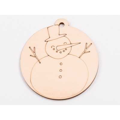 L1035-Glob din lemn "Snowman2"  - 9x8 cm