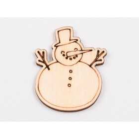 L1044-Figurina din lemn "Snowman "  - 5.5x4.5 cm