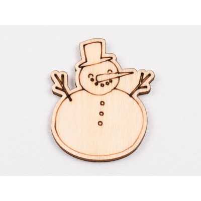 L1044-Figurina din lemn "Snowman "  - 5.5x4.5 cm