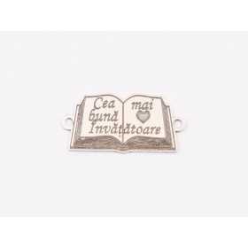 E1978 G Link Ag 925 Carte deschisa "Cea mai buna invatatoare" 18x9mm, 0.4mm