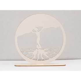 L1096-Decoratiune din lemn copacul vietii "Lady" cu suport diametru 20 cm 1buc