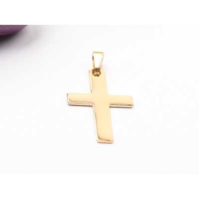 C018-Charm cruce inox auriu cu agatatoare  1buc