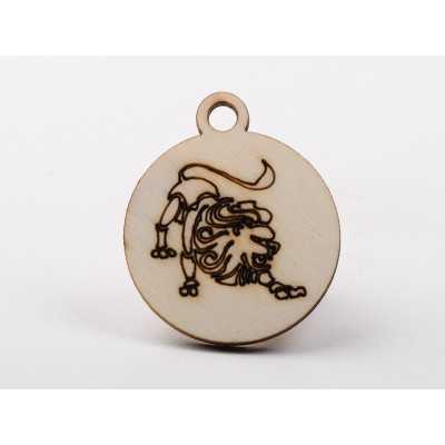 L1226-Decoratiune lemn zodia Leu  4.5x4cm- 1 buc
