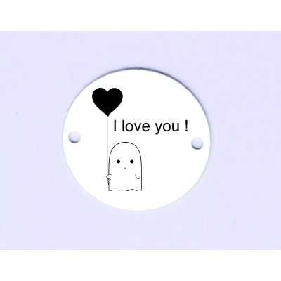 E2060 GS Link rotund argint Scarry boo I love you  16.5mm 1 buc