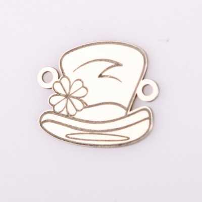 E2066 G Link din argint martisor palarie cu floricica  12x14.5mm 0.5mm 1 buc