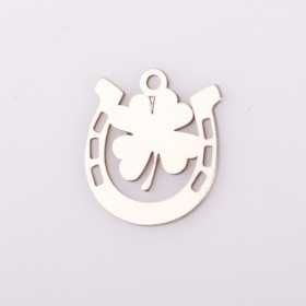 E2071 N Martisor pandant potcoava cu trifoi din argint 14x12mm 0.5mm 1 buc