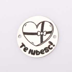 E2079 GS Link rotund argint Inimioara "Te iubesc" 16.5mm 1 buc