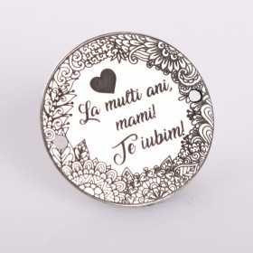 E2087 GS Link rotund argint motiv floral La multi ani mama Te iubim 16.5mm 0.3mm