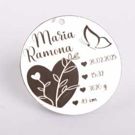 S0015-G Pandant argint pentru eveniment special cu inimioara si fluturas 22mm