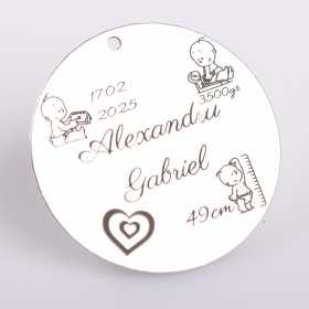 S0017-G Pandant argint pentru eveniment special cu date nastere 22mm