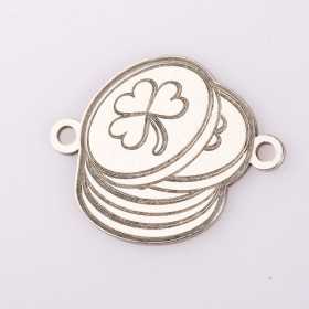 E2069 G Martisor link gramada de bani cu trifoi 13.3x16.3mm 0.mm