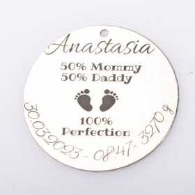 S0027-G Pandant argint pentru eveniment special 50/50 cu datele de nastere 22mm
