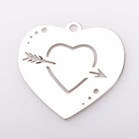 E0222 N Pandant din argint inimioara cupidon 17x16.5mm 0.5mm