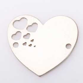 E2063 Link din argint inimioara decupata cu inimioare 15.5mm x 16mm 0.5mm 1 buc