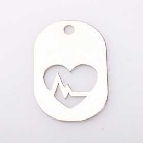 E2094 N Pandant dreptunghiular argint decupat heartbeat 21.5mm x 14.5mm 0.5mm