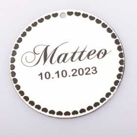 S0028-G Pandant argint pentru eveniment special cu inimioare si datele de nastere 22mm