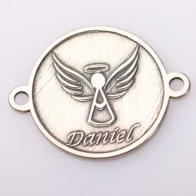 e2102 G Link din argint cu bucle gravat in relief ingeras cu nume 13mm 0.5mm