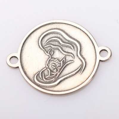 E2105 G Link din argint cu bucle gravat in relief mama cu bebe 13mm 0.5mm