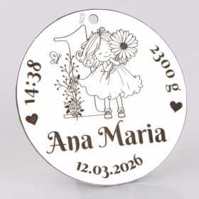 S185 - Pandant banut din argint 22mm pentru eveniment special - Fetita cu flori - 1 buc