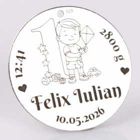 S184 - Pandant banut din argint 22mm pentru eveniment special - Baietel cu jucarii - 1 buc