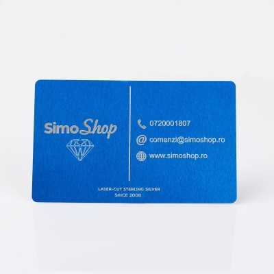 S196 - Carte de vizita personalizata din aluminiu (albastru)