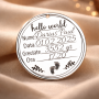 S0025-G Pandant argint pentru botez Hello World cu datele de nastere  22mm