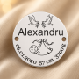 S116 - Banut din argint personalizal cu datele de nastere si  porumbei 16.5mm