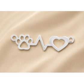 Pandantiv Argint 925 Labuta si Inima cu Puls - Charm Iubitori de Animale 30x7.7 mm E0032