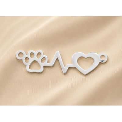 Pandantiv Argint 925 Labuta si Inima cu Puls - Charm Iubitori de Animale 30x7.7 mm E0032