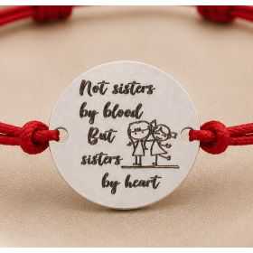 Bratara cu snur rosu si banut din argint 925 Sisters by Heart 16.5 mm reglabila S0270
