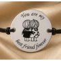 Bratara cu snur reglabil si banut din Argint 925 Best Friend Forever 16.5 mm S0514