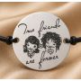 Bratara cu snur reglabil si banut din Argint 925 True Friends Are Forever 16.5 mm S1354
