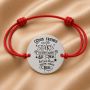 Bratara cu snur rosu reglabil si banut din Argint 925 Good Friends Are Like Stars 16.5 mm S0452
