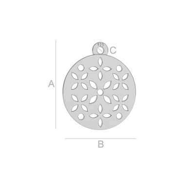 G1679-Charm banut argint 925  perforat 15MM