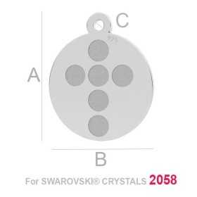 G2003-Charm banut 12MM  argint 925 cu loc pentru 6 cristale 2058 ss7