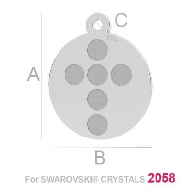 G2003-Charm banut 12MM  argint 925 cu loc pentru 6 cristale 2058 ss7