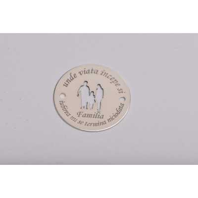 E0149-G-Banut decupat cu parinti si fetita in mijloc cu scris la rotund 16.5mm, 0.33mm