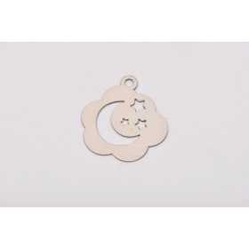 E0158-N-Charm norisor cu luna si stele decupate 20mm grosime 0.4mm