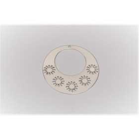 F0012-Cercel cerc asimetric 30mm cu 5 floricele 0.30mm-1 buc