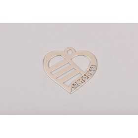 E0122 Charm inimioara "Mom"  25x22mm 0.6mm