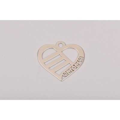 E0122 Charm inimioara "Mom"  25x22mm 0.6mm